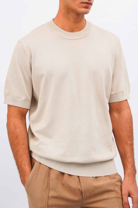 BEIGE KNIT T-SHIRT