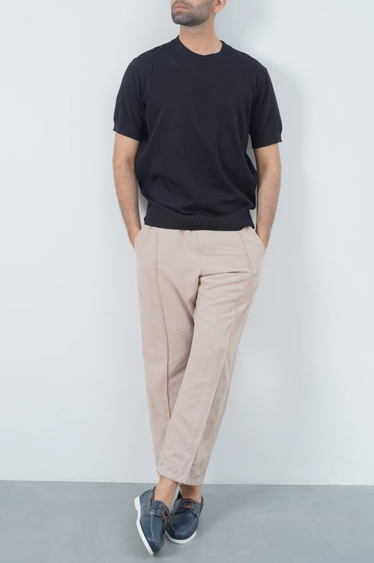 BLACK KNIT T-SHIRT