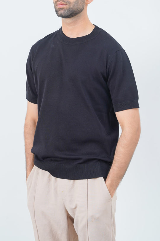 BLACK KNIT T-SHIRT