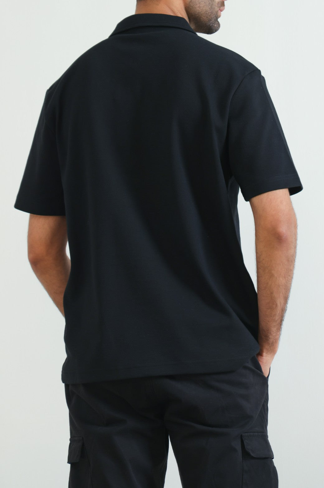 BLACK POLO SHIRT WITH ZIP