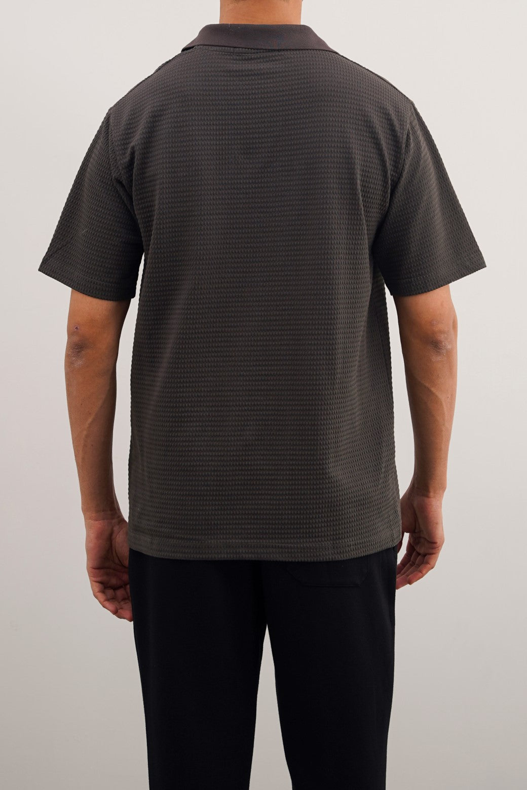 CHARCOAL TENCEL POLO SHIRT