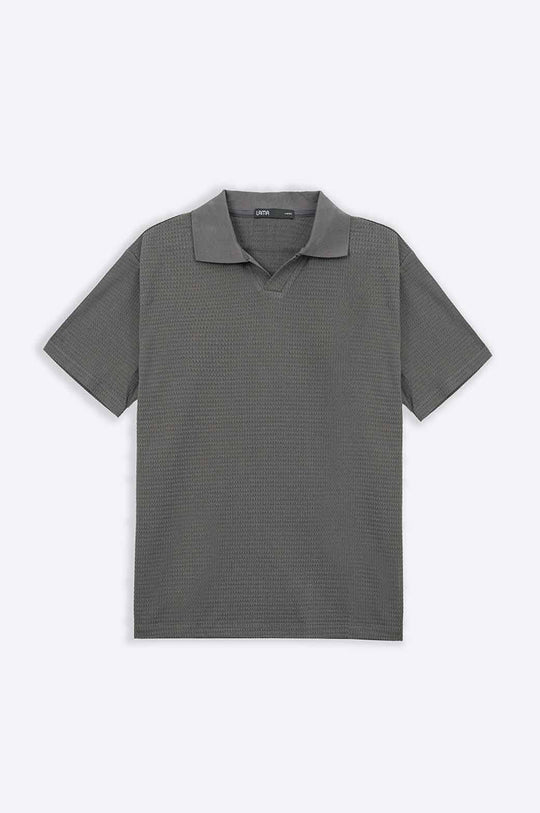 CHARCOAL TENCEL POLO SHIRT