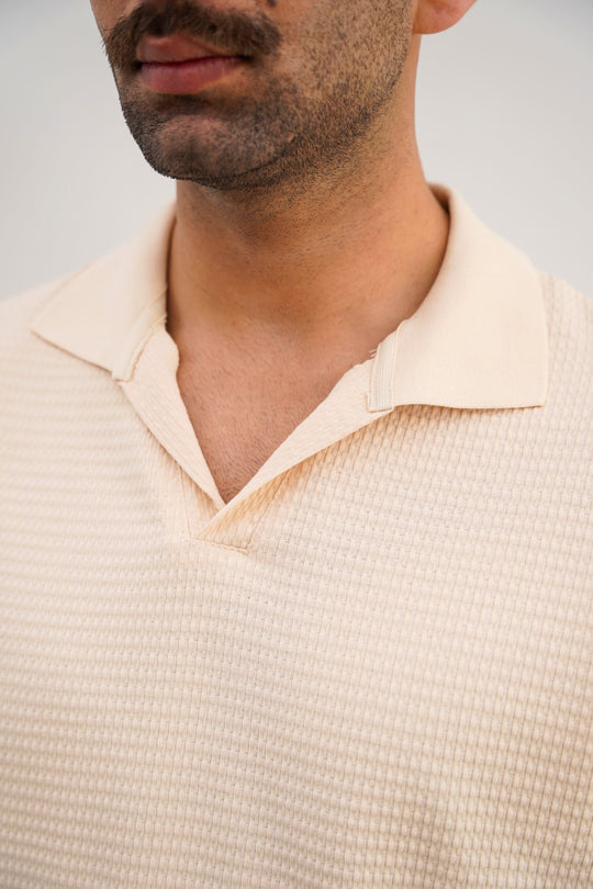 OAT WHITE TENCEL POLO SHIRT