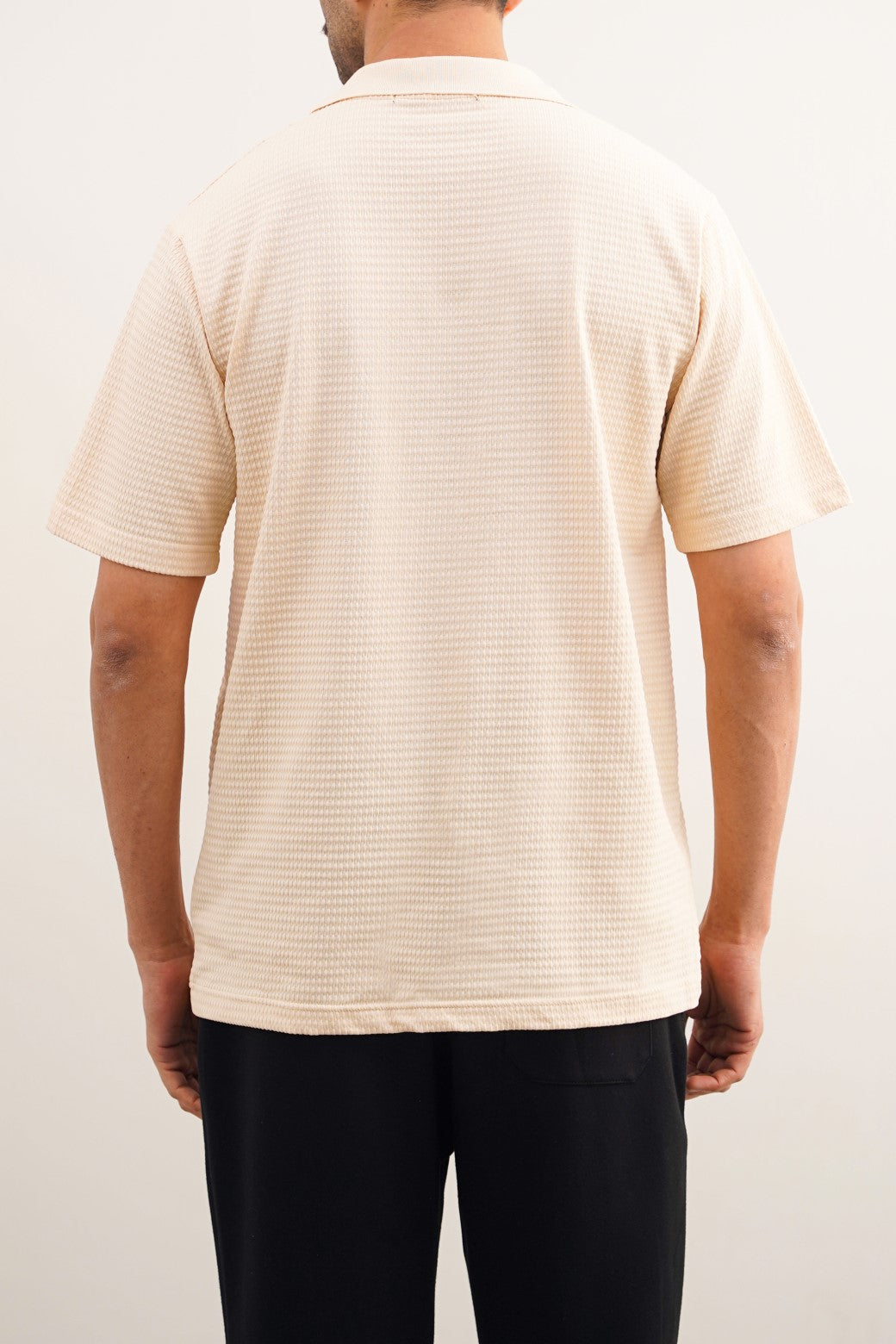 OAT WHITE TENCEL POLO SHIRT