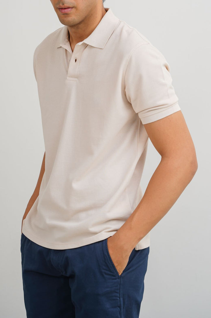 BEIGE PIQUE POLO