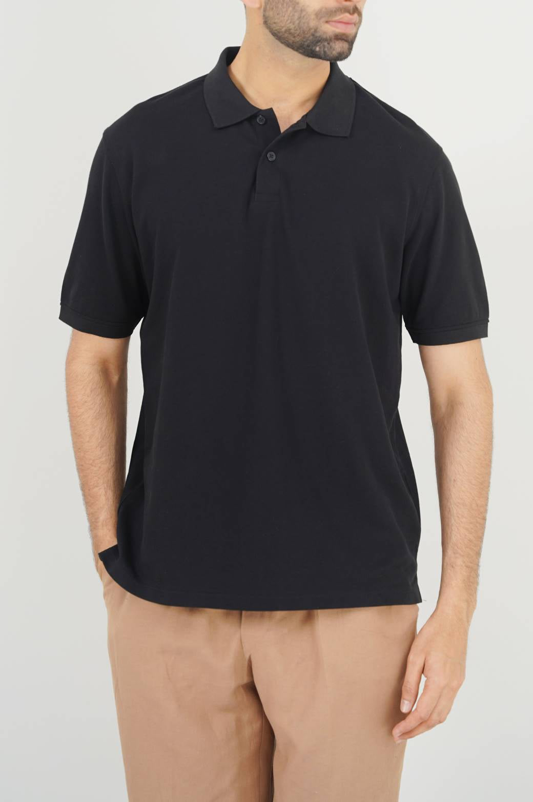 BLACK PIQUE POLO