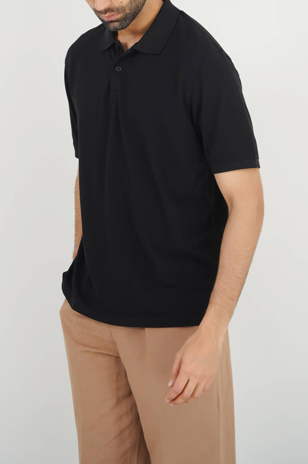 BLACK PIQUE POLO