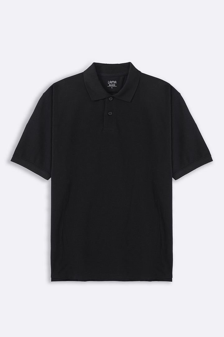 BLACK PIQUE POLO