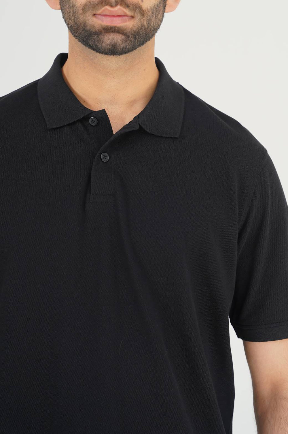 BLACK PIQUE POLO