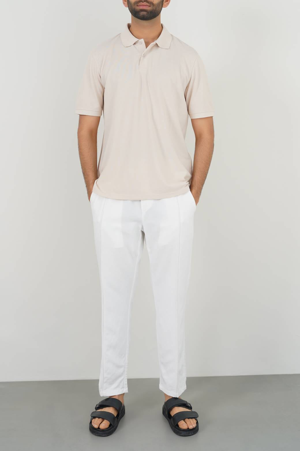 CAMEL PIQUE POLO SHIRT