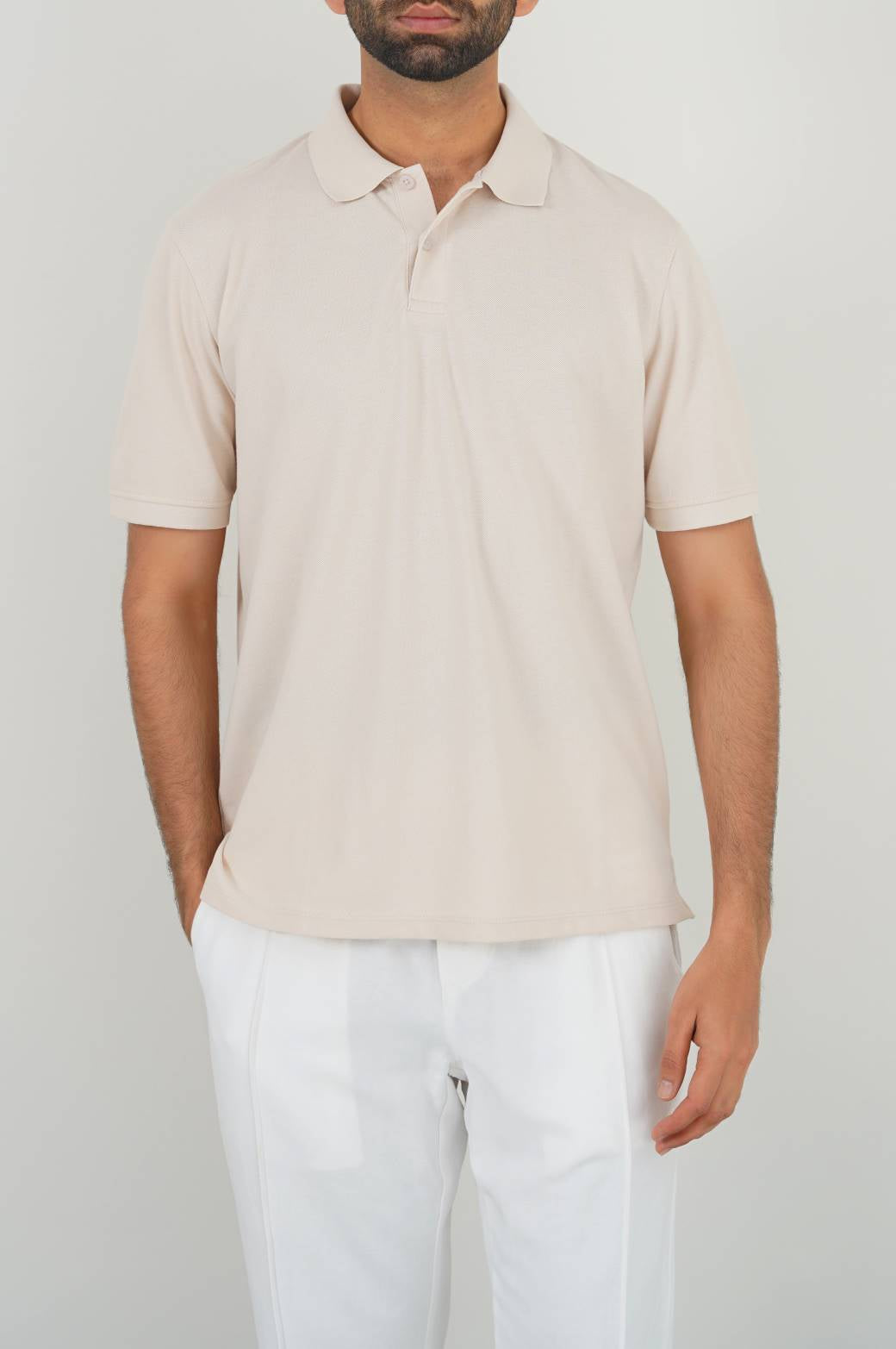 CAMEL PIQUE POLO SHIRT