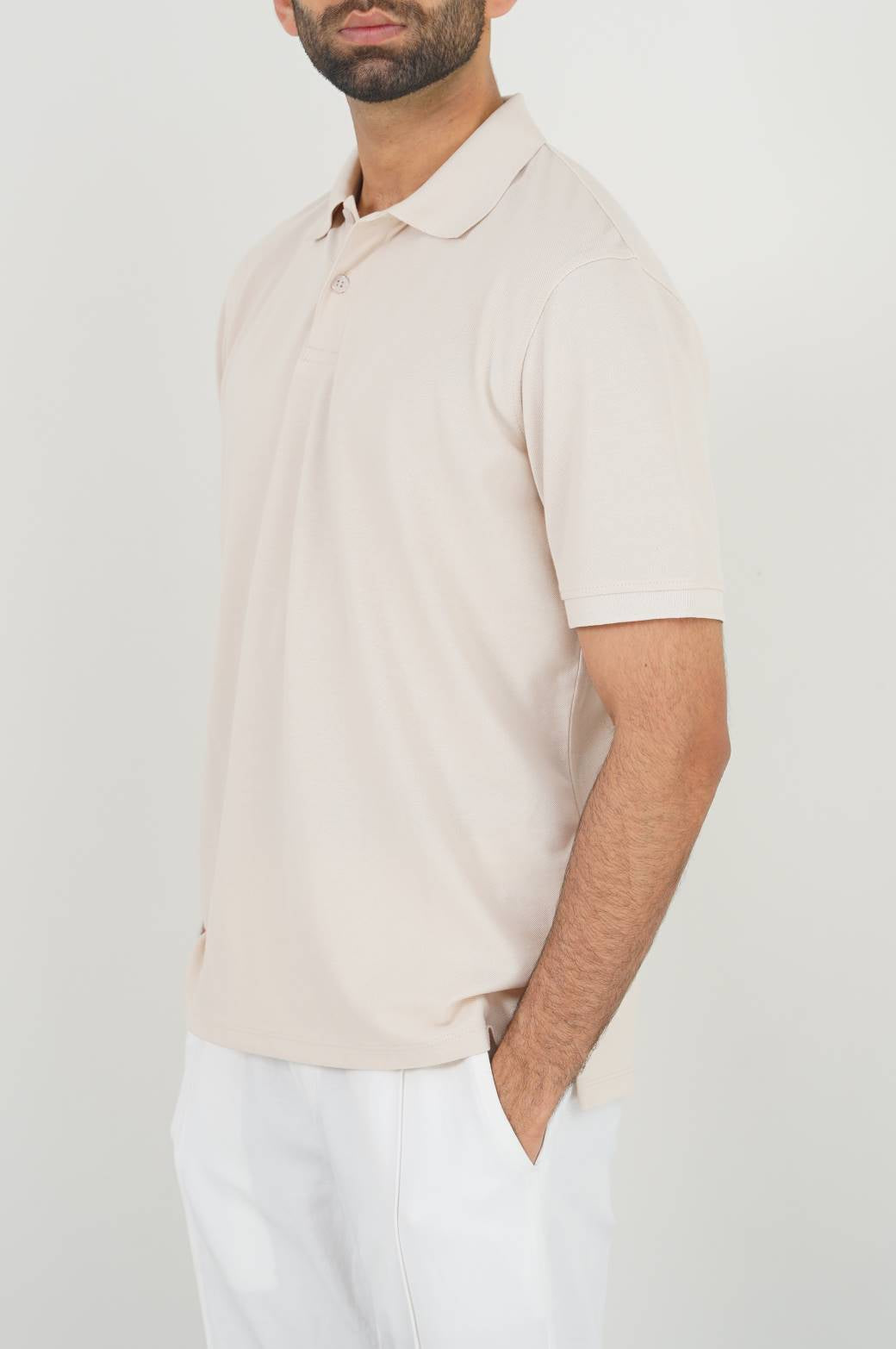 CAMEL PIQUE POLO SHIRT