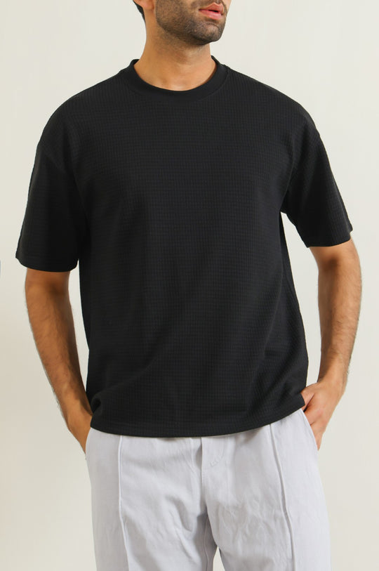 BLACK JACQUARD TEE