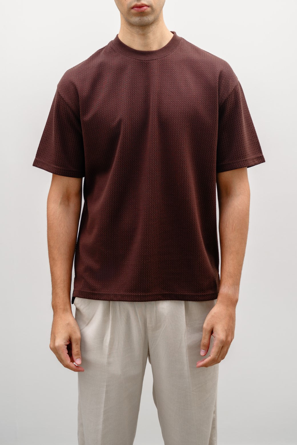 DARK BROWN JACQUARD TEE