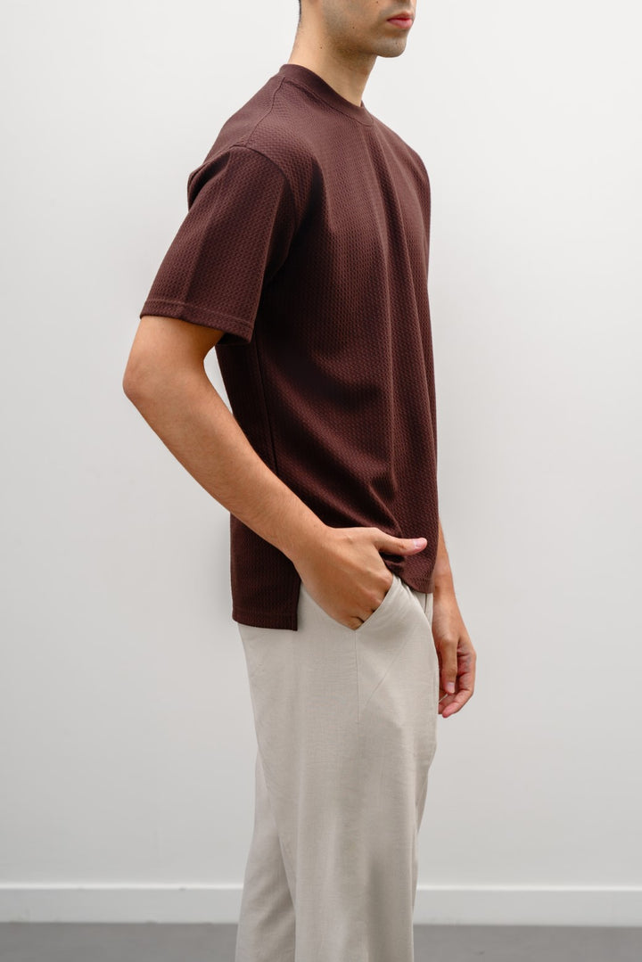 DARK BROWN JACQUARD TEE