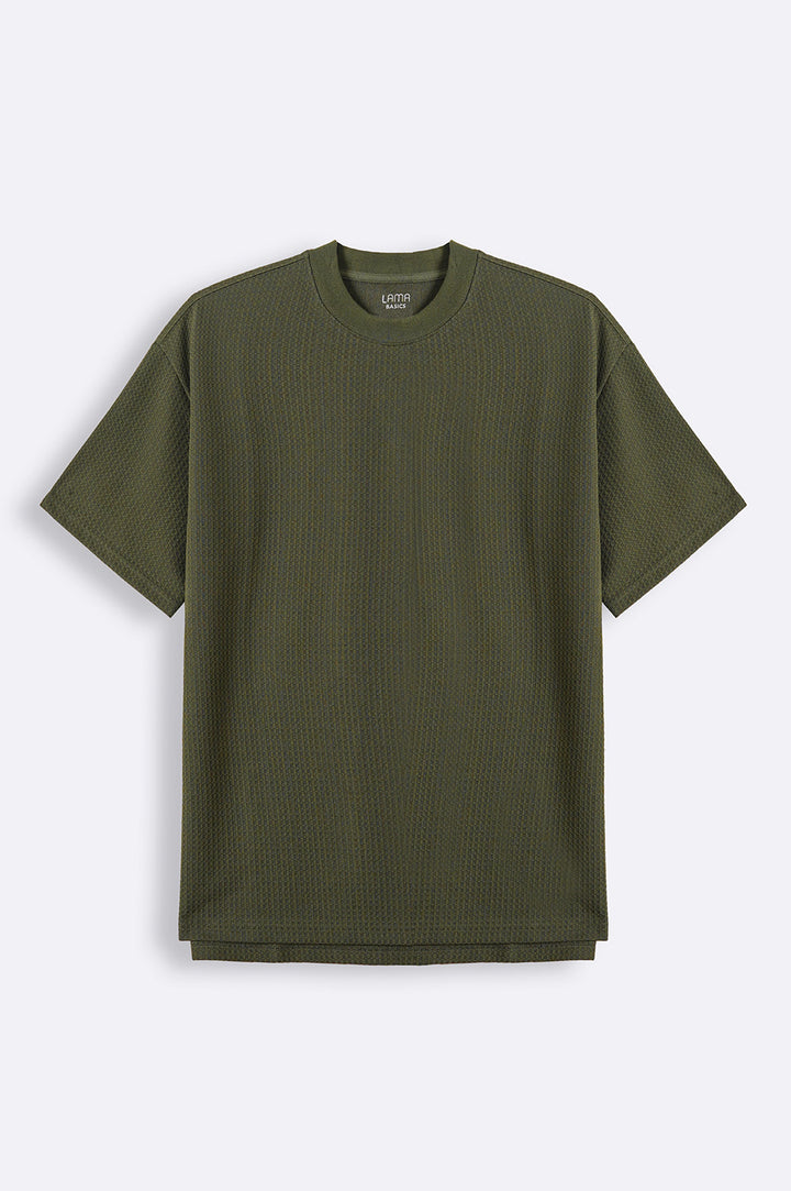 OLIVE JACQUARD TEE