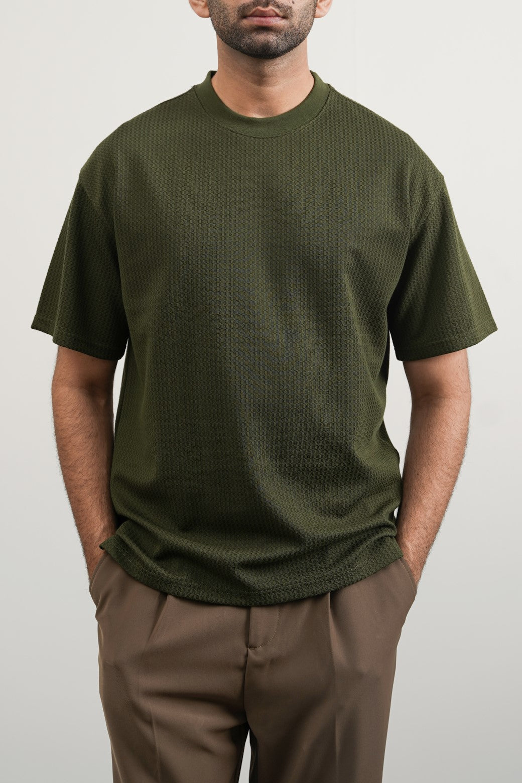 OLIVE JACQUARD TEE