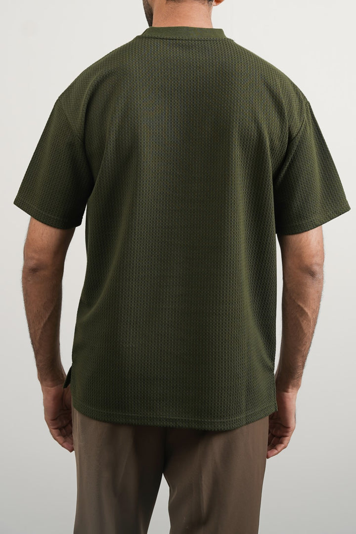 OLIVE JACQUARD TEE