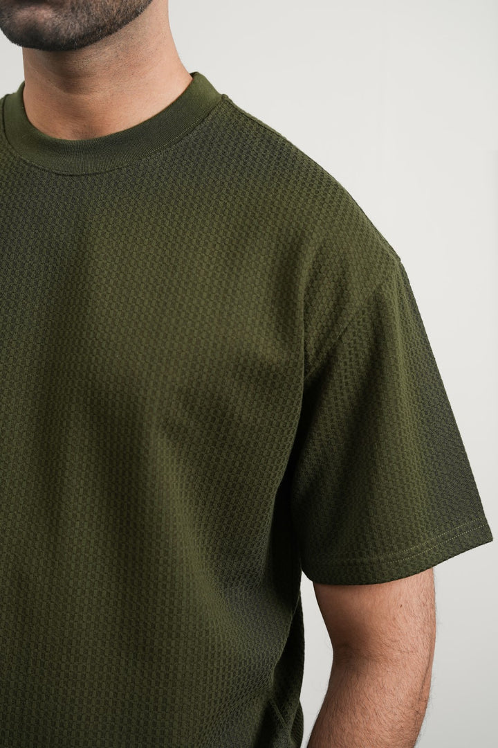 OLIVE JACQUARD TEE