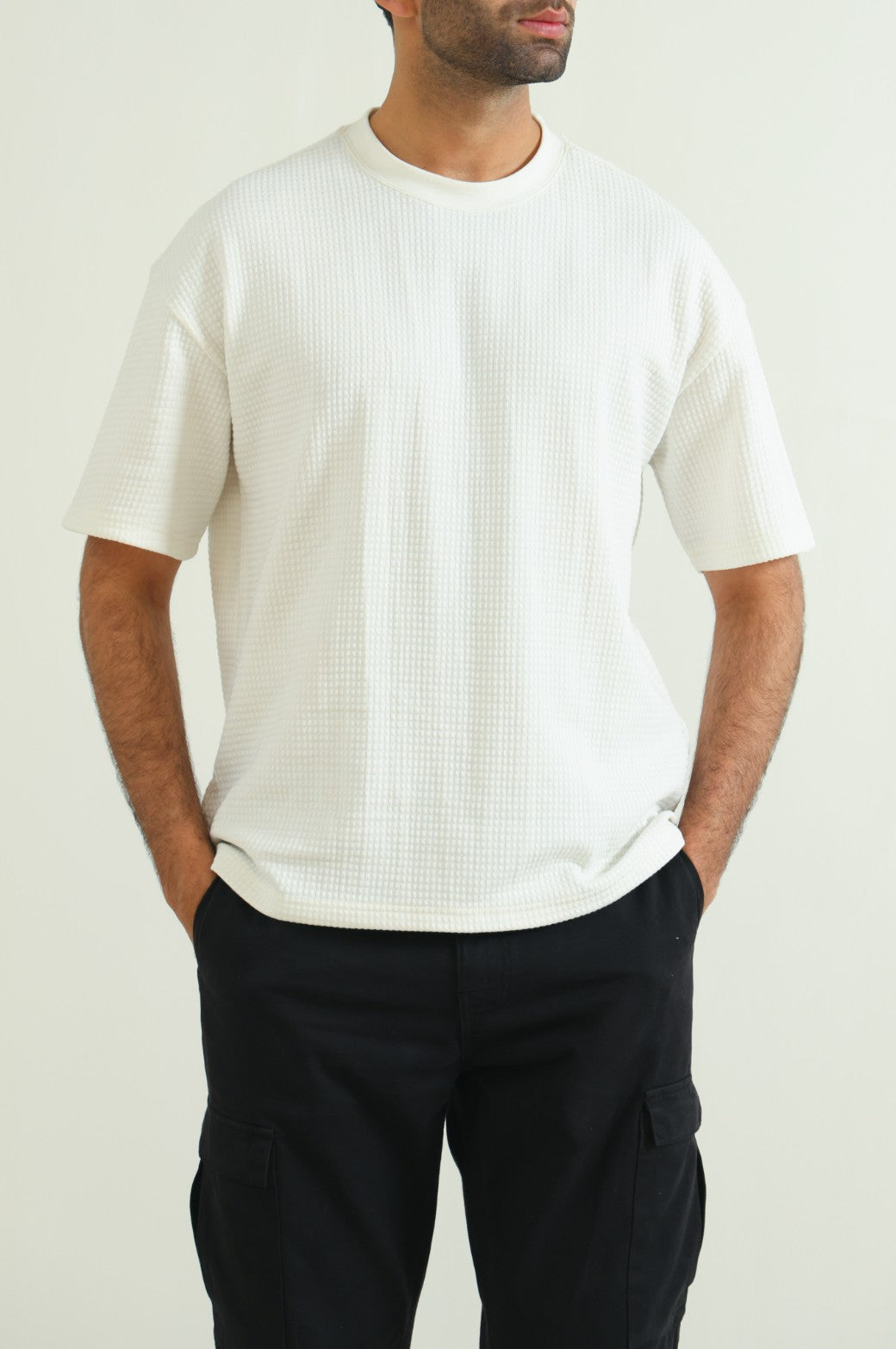 WHITE JACQUARD TEE