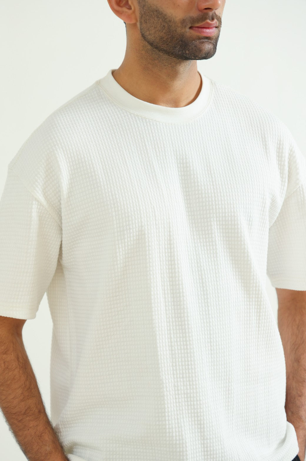 WHITE JACQUARD TEE