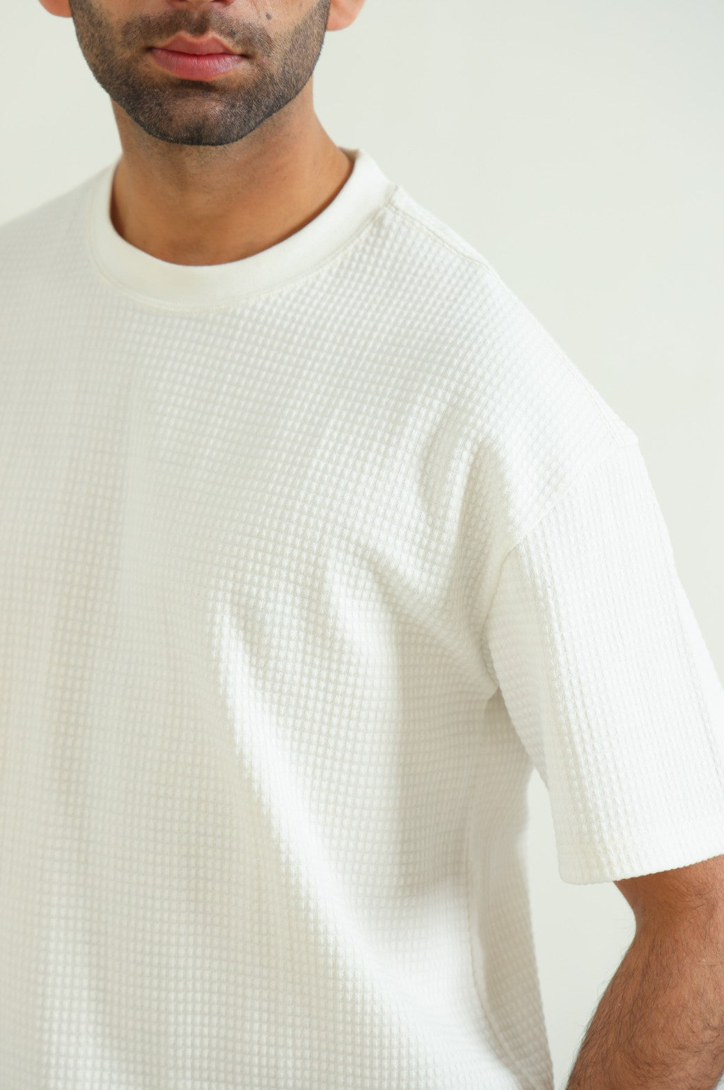 WHITE JACQUARD TEE