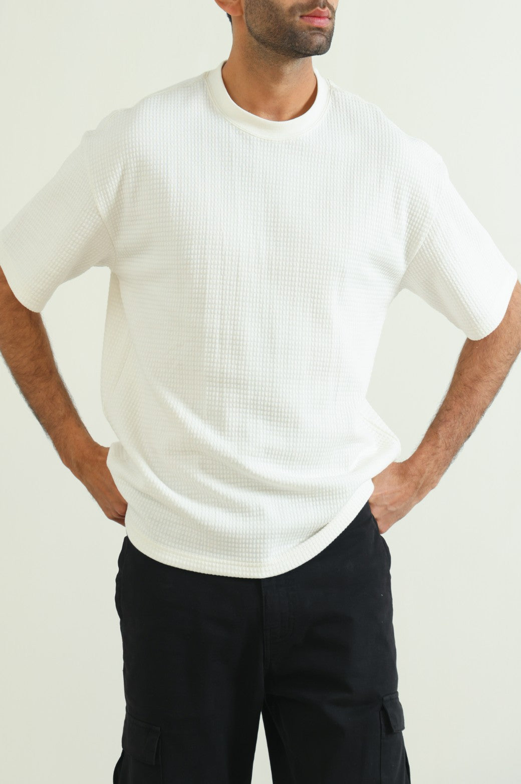 WHITE JACQUARD TEE