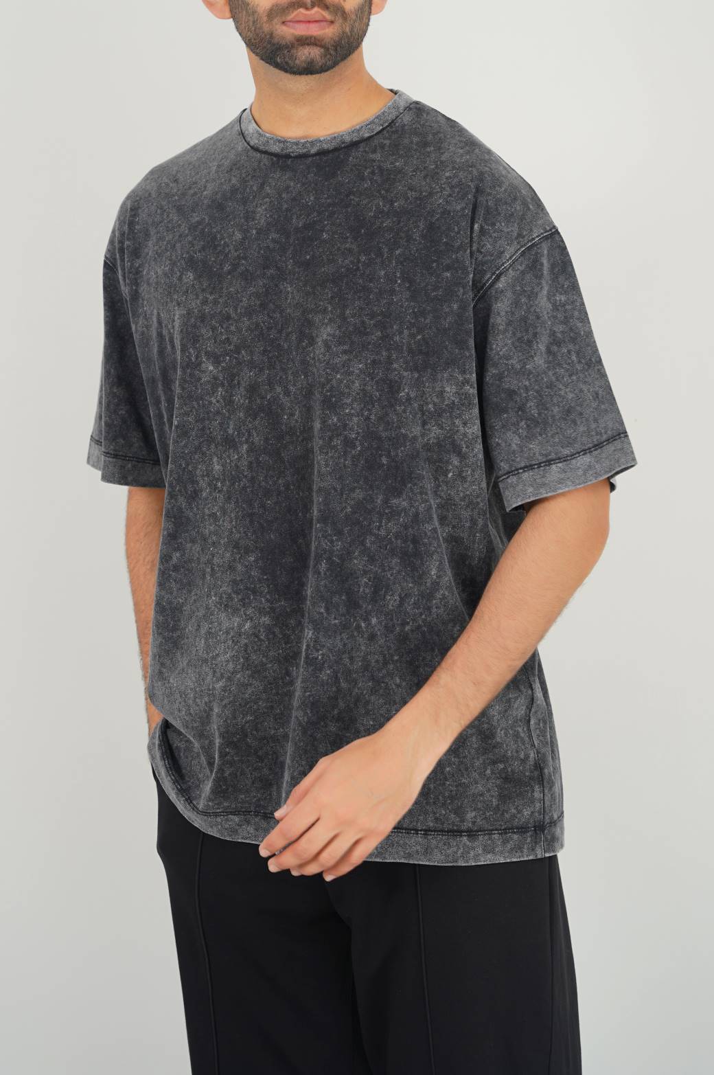 CHARCOAL WASHED LOOSE FIT T SHIRT