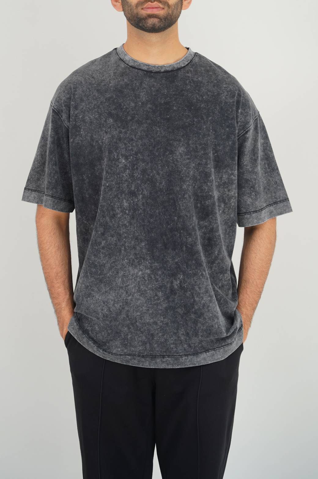 CHARCOAL WASHED LOOSE FIT T SHIRT