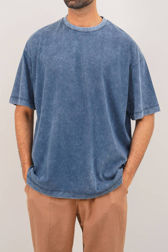 NAVY WASHED LOOSE FIT T-SHIRT