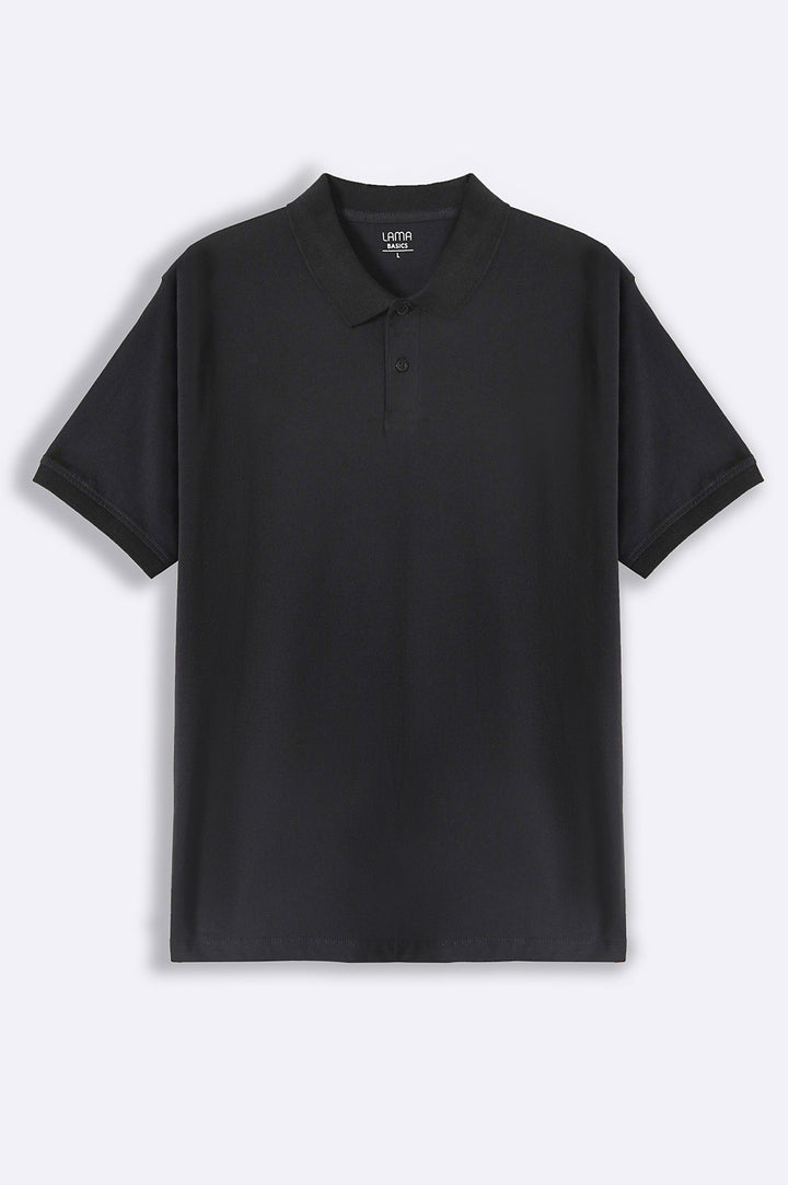 BLACK KNITTED POLO