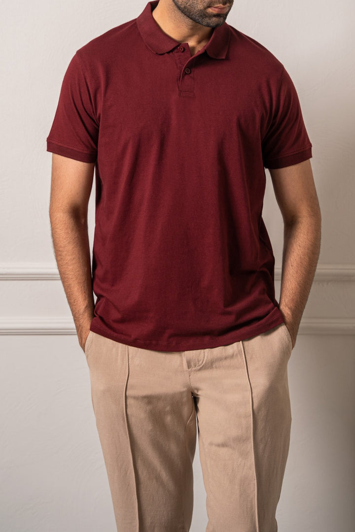 BURGANDY KNITTED POLO