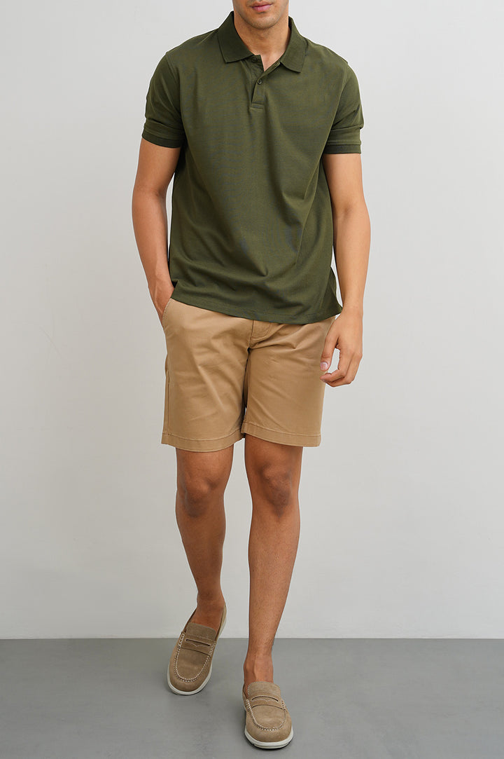 DARK OLIVE KNITTED POLO