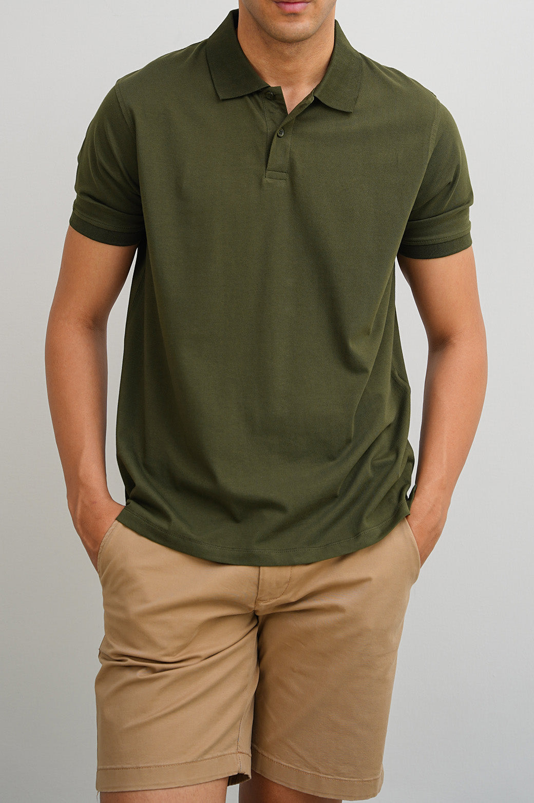 DARK OLIVE KNITTED POLO