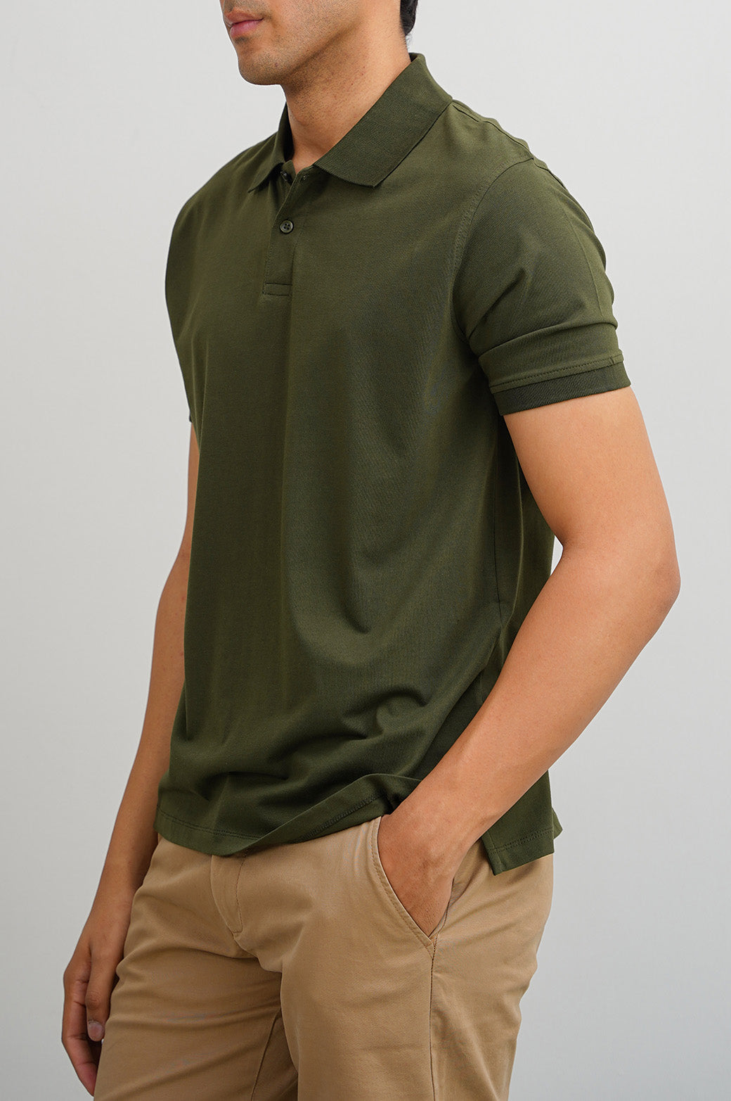 DARK OLIVE KNITTED POLO