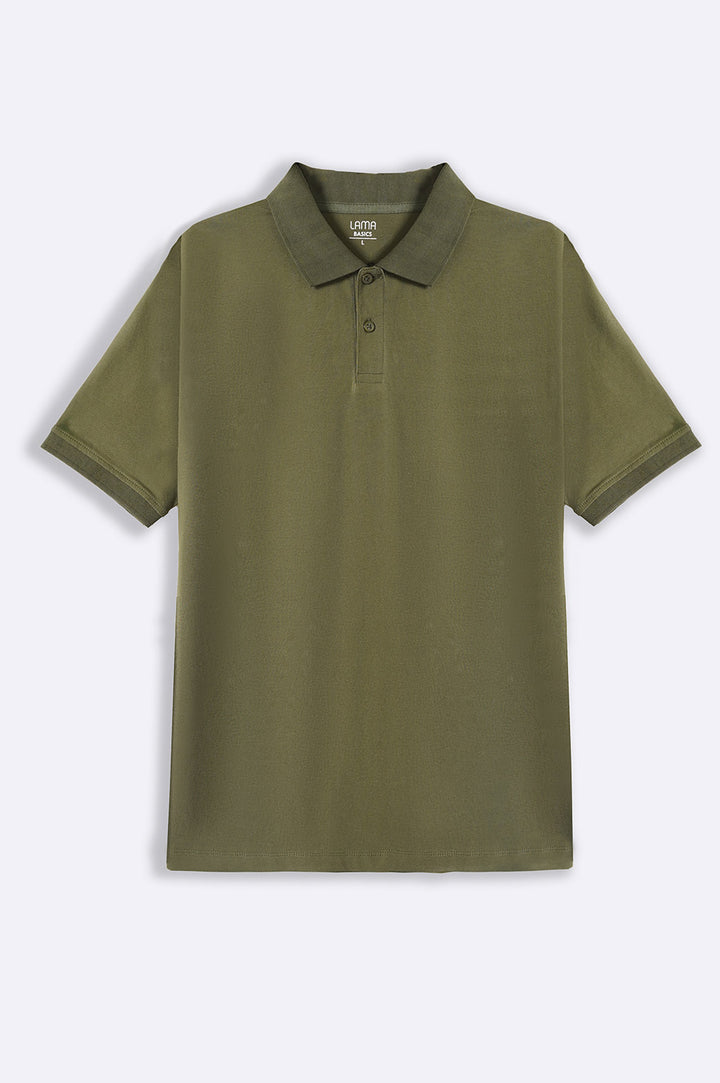 DARK OLIVE KNITTED POLO