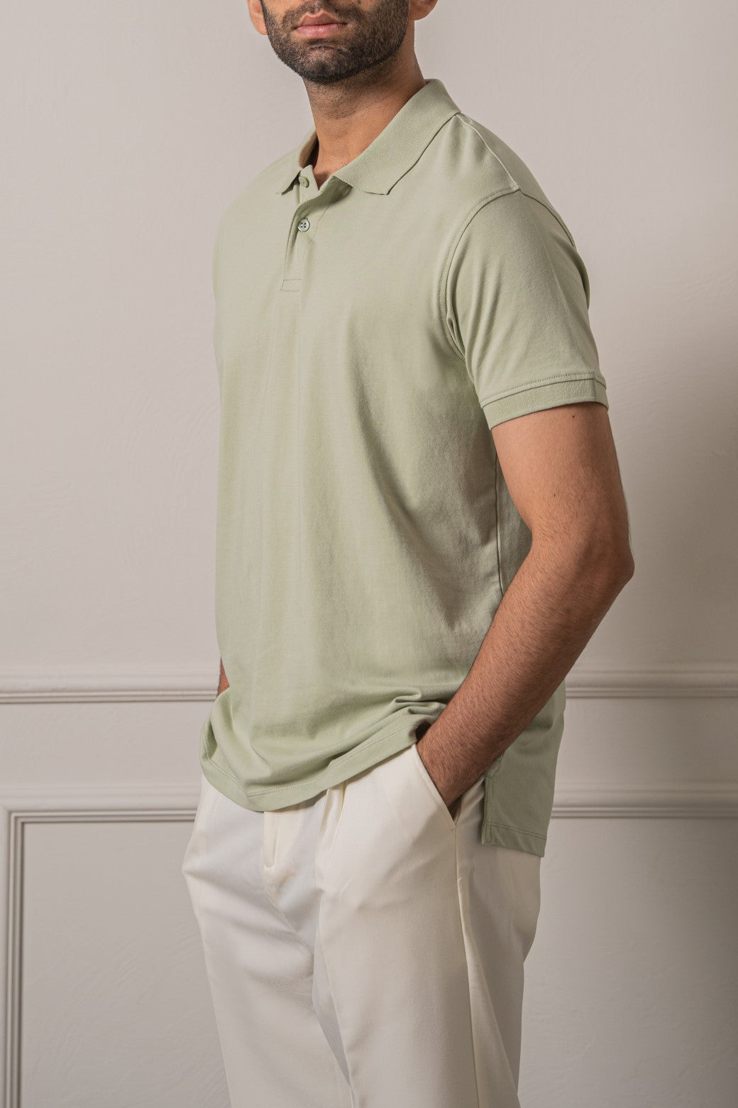 LIGHT OLIVE KNITTED POLO