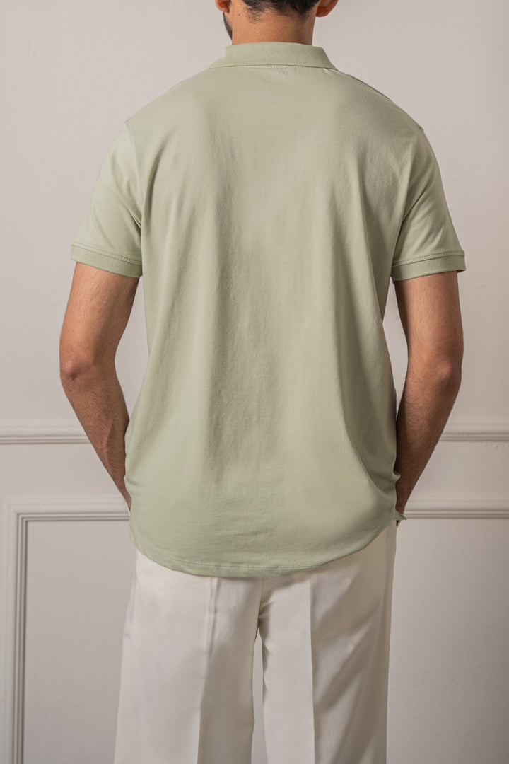 LIGHT OLIVE KNITTED POLO