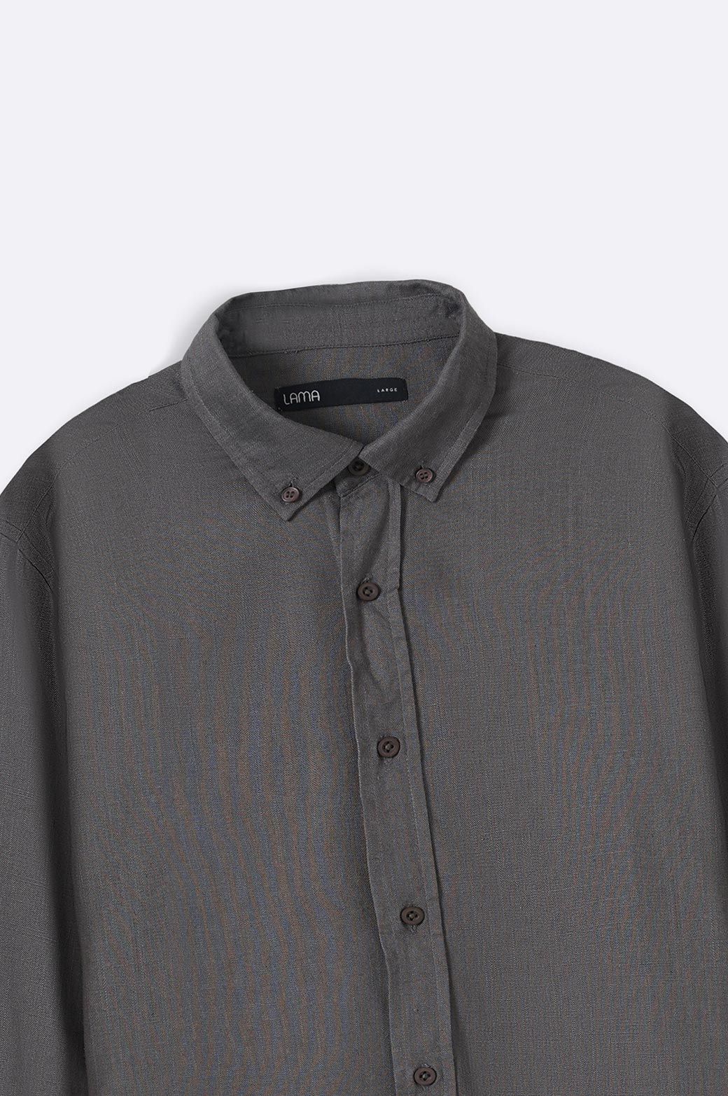 DARK GREY LINEN BUTTON COLLAR SHIRT