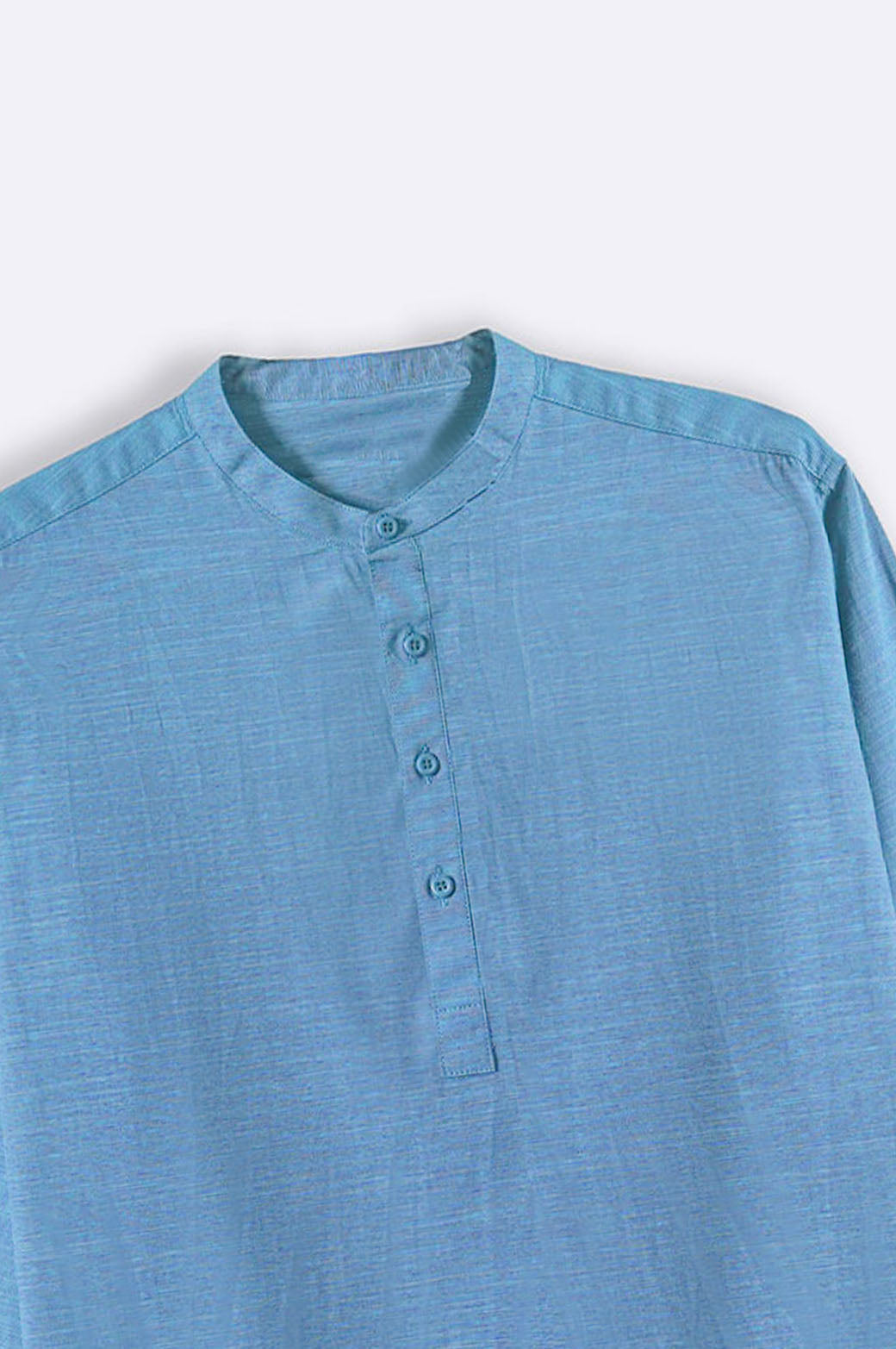 COBALT BLUE BAND COLLAR SHIRT