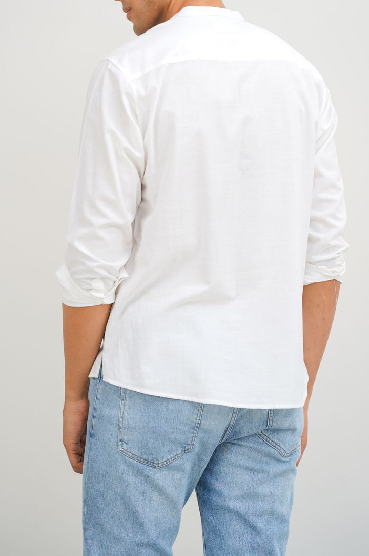 WHITE BAND COLLAR SHIRT