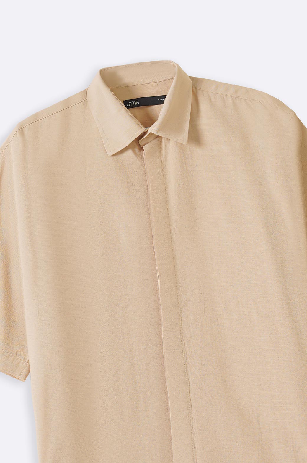 BEIGE OVERSIZE COTTON BLEND SHIRT