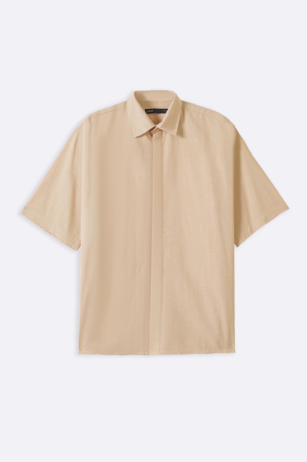 BEIGE OVERSIZE COTTON BLEND SHIRT
