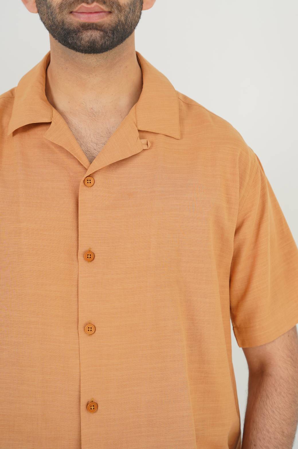 CAMEL COTTON BLENDED SAFARI SHIRT