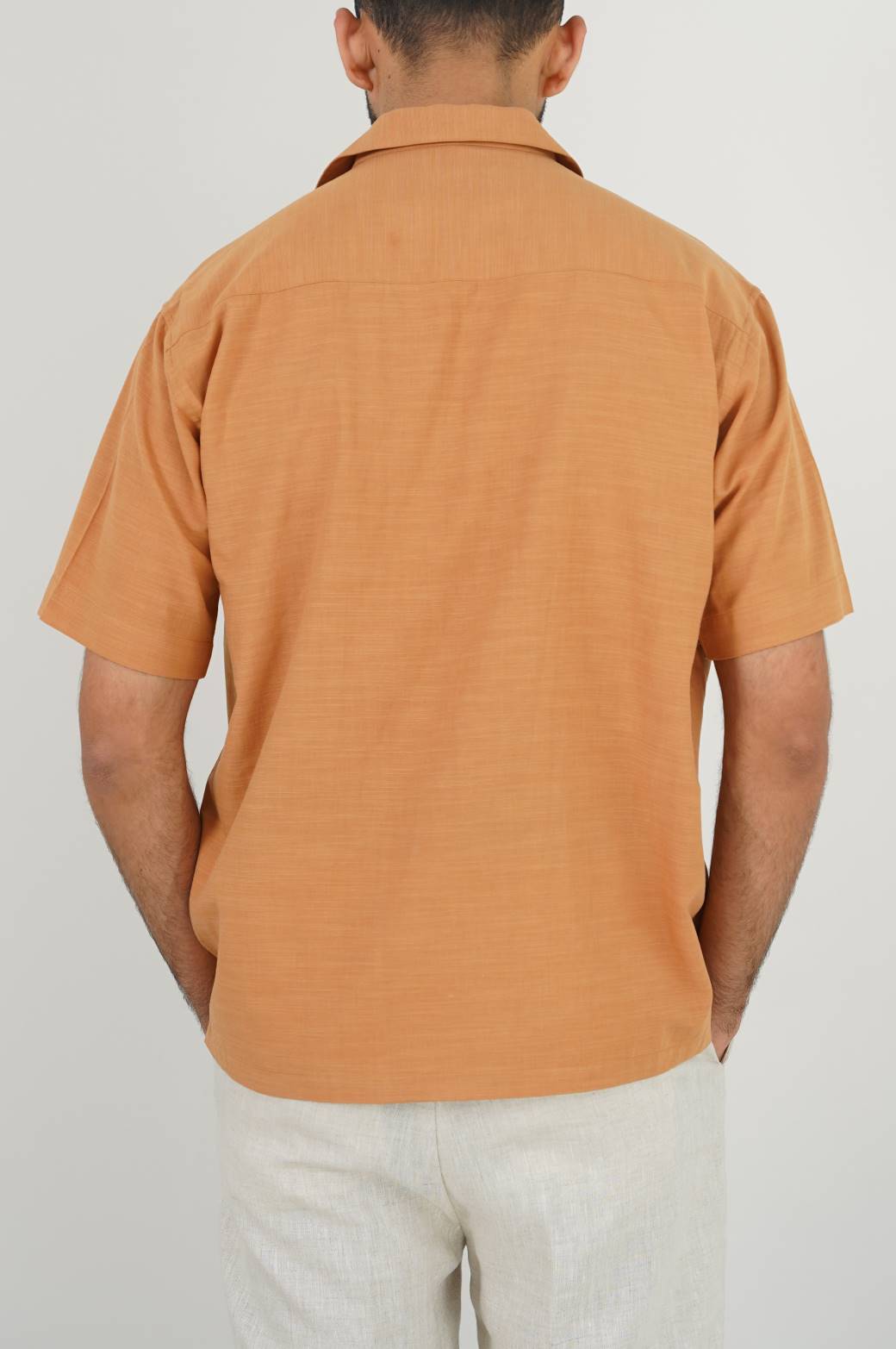 CAMEL COTTON BLENDED SAFARI SHIRT