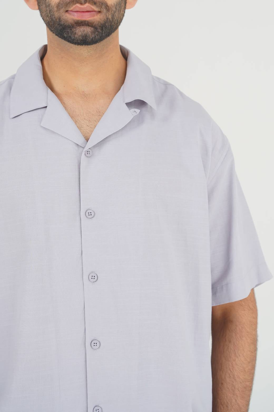 ICE BLUE COTTON BLENDED SAFARI SHIRT