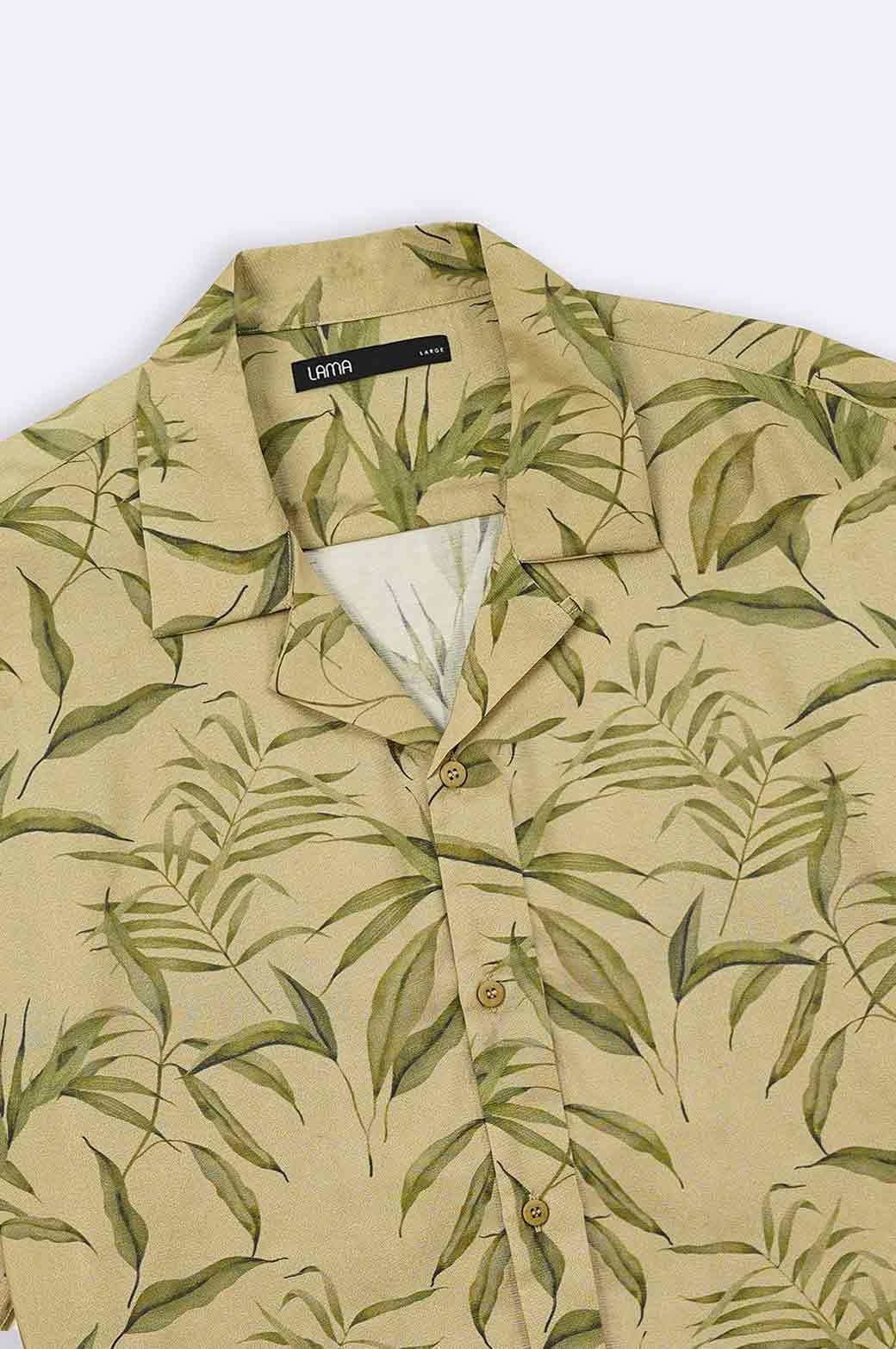 MULTI LEAF PRINT SAFARI SHIRT