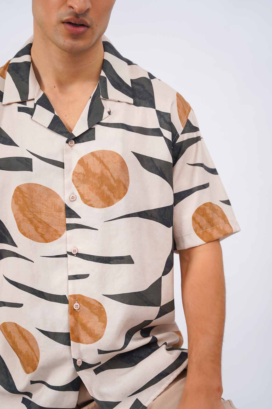 MULTI GEOMETRIC PRINT SAFARI SHIRT