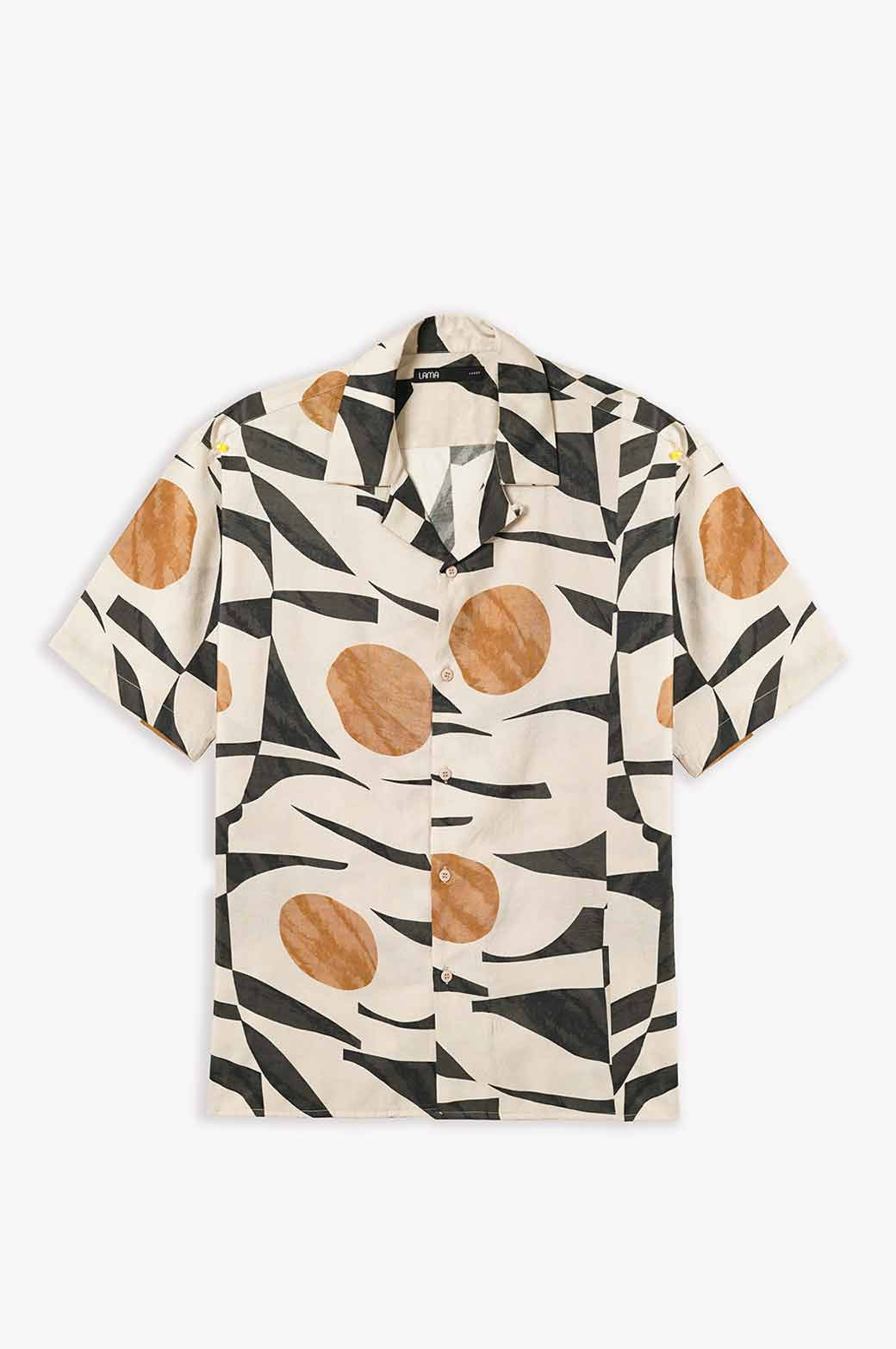 MULTI GEOMETRIC PRINT SAFARI SHIRT