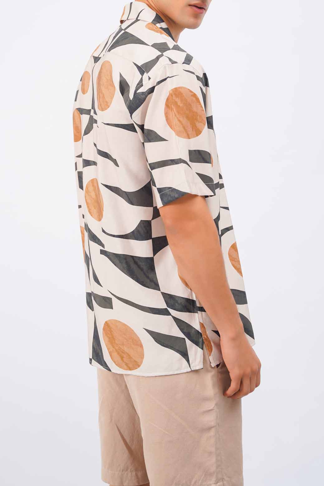 MULTI GEOMETRIC PRINT SAFARI SHIRT